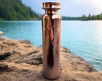 Botella de cobre puro, botella de agua de cobre hecha a mano, botella de cobre martillado, botella de cobre turco, decoración de cocina rústica, regalo de Navidad
