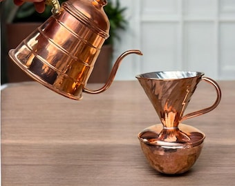 銅製　コーヒーセット　新品 ハンドメイド銅製v60ドリップコーヒーセット、銅製フィルターコーヒー