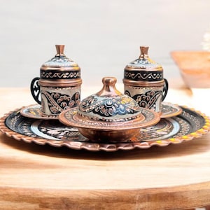 Copper Turkish Coffee Set, Traditional Copper Coffee Cup, Copper Espresso Cup, Traditional Ottoman Coffee Set, Espresso Set, Coffee Gift