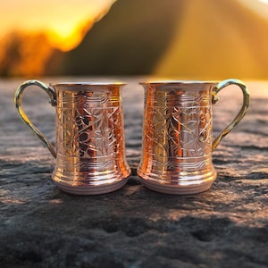 Caneca de cobre gravada, caneca de cobre feita à mão, caneca de cobre turca, caneca de cobre tradicional, copos de cobre, decoração rústica de cozinha, presente de Natal