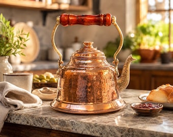 Hammered Pure Copper Teapot, Traditional Copper Tea Kettle, Vintage Teapot, Copper Kettle Teapot, Kitchen Gifts, Gifts for Tea Lover