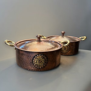 Special Copper Pot, Copper Pot With a Unique Motif, Hammered Copper Pots, Handmade Pure Copper Cookware, Anniversary Copper Gifts