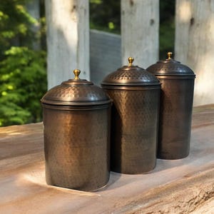 Handmade Copper Spice Jar, Copper Spice Jar Set of 3, Handmade Copper Oxide Spice Jar, Copper Spice Container, Kitchen Decor, Kitchen Gift