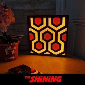 The Shining movie-inspired lightbox/lamp with interchangeable fronts and 5V LEDs - Overlook Hotel Carpet