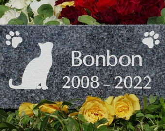 Plaque funéraire pour animaux de compagnie en granit poli, pour intérieur ou extérieur,  13/26 cm.