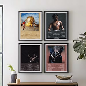 Confezione da 4 poster di Travis Scott, pittura con stampa da parete di Travis Scott, set di 4 poster di Travis Scott, uccelli nella trappola, utopia, mondo astronomico, rodeo
