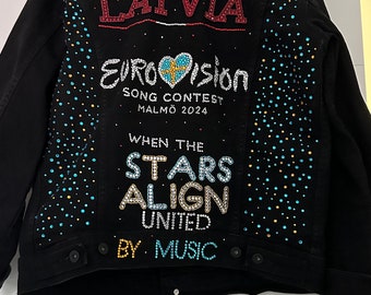 Eurovision 2024 rhinstoned denim jacket