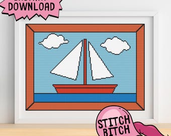 The Simpsons Boat Cross Stitch Pattern – Nostalgic Cartoon (PDF Pattern)