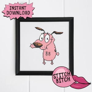 Courage the Cowardly Dog Cross Stitch Pattern – Cartoon Nostalgia (PDF Pattern)