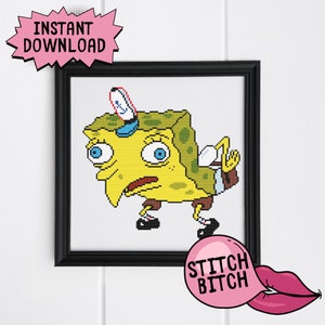 Meme Cross Stitch Pattern – Mocking - Funny Cross Stitch Chart - Instant PDF