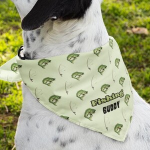 Fishing Buddy Pet Bandana, Outdoors Dog Bandana, Fisherman Dog Gift, Adventure Dog Bandana, Tie Dog Bandana, New Puppy Gift, Pet Accessories