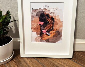 Custom Framed Pet Portrait, Pet Memorial, Pet Painting, Dog Portrait, Cat Portrait