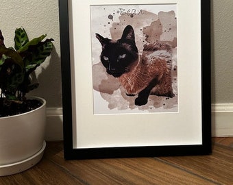 Custom Framed Pet Portrait, Pet Memorial, Pet Painting, Dog Portrait, Cat Portrait