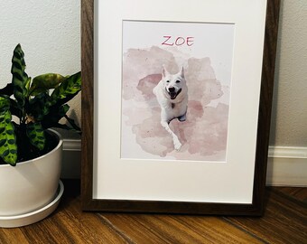 Custom Framed Pet Portrait, Pet Memorial, Pet Painting, Dog Portrait, Cat Portrait