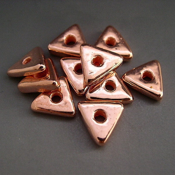 10mm Triangle Beads Spacers Bright Copper Mykonos Greek Ceramic Naos