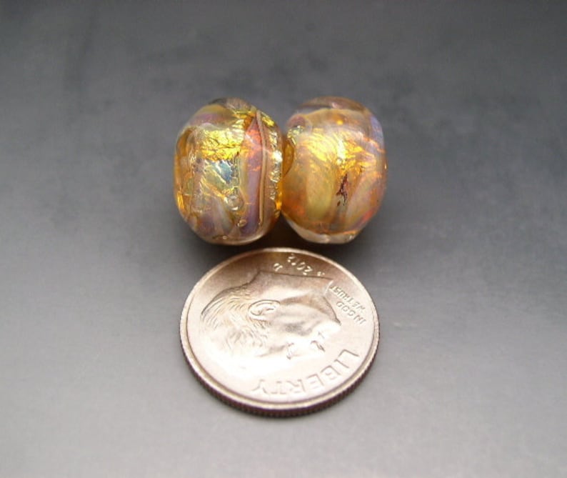 Naos Glass Fairy Opals Pair Made To Order Handmade Lampwork Beads SRA 