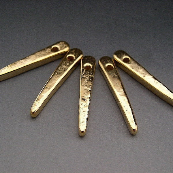 Naos - 24K Gold gecoate Spike Thorn Dagger hanger - Mykonos Grieks keramische kraal (5)-30mm lang