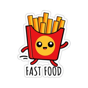 Zabawna naklejka Fast Food, kreskówka Running Fries, dziwaczna naklejka Red French Fries, naklejka Kawaii Food, unikalna naklejka Junk Food, uroczy wystrój laptopa