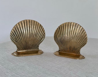 Vintage Brass Clamshell Bookends