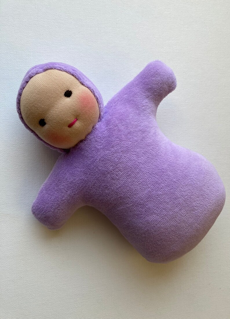 Purple Waldorf Doll 9 inch first doll toddler doll sibling gift image 3