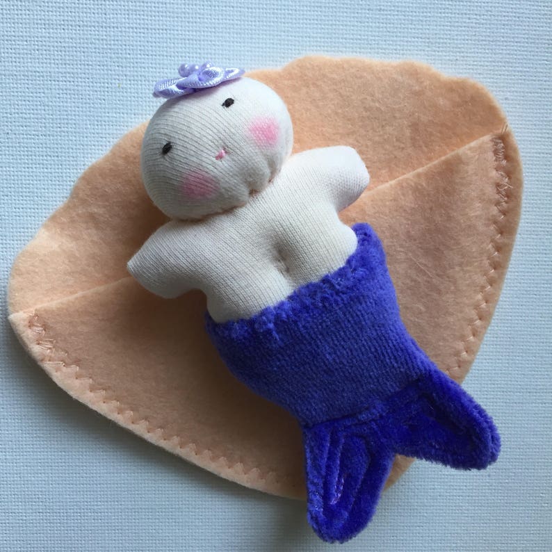 Waldorf mermaid doll, soft doll, miniature cloth doll, Waldorf toy, handmade doll image 2