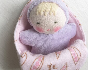 Lavender Pocket Doll // waldorf dolls // Small Doll // Swaddling Blanket // Baby Shower Gift // Sibling Gift // Nursery Decor