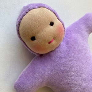 Purple Waldorf Doll 9 inch first doll toddler doll sibling gift image 1