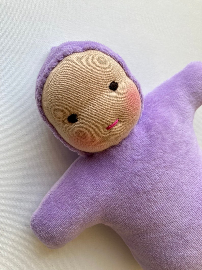 Purple Waldorf Doll 9 inch first doll toddler doll sibling gift image 1