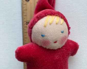 Gift for Child // Waldorf Doll // Red Bunting Doll //Blonde Blue Eyed // Toy for Kids // Handmade Doll // small cloth doll