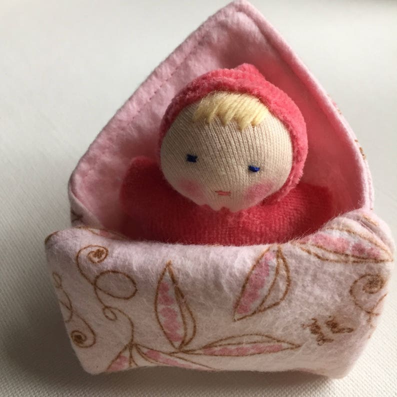 Small Pink Swaddle Doll // Waldorf Baby With Miniature Blanket Etsy