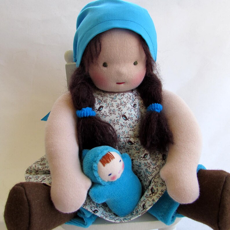 sky blue, Waldorf doll clothes, 12 inch doll pants, Steiner doll, Waldorf toy, cloth doll, ragdoll, Waldorf doll, handmade doll image 5