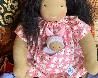 Ready to ship handmade Waldorf Doll // Sweet Tourmaline // 12" Doll with tan skin