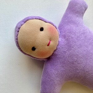 Purple Waldorf Doll 9 inch first doll toddler doll sibling gift image 4