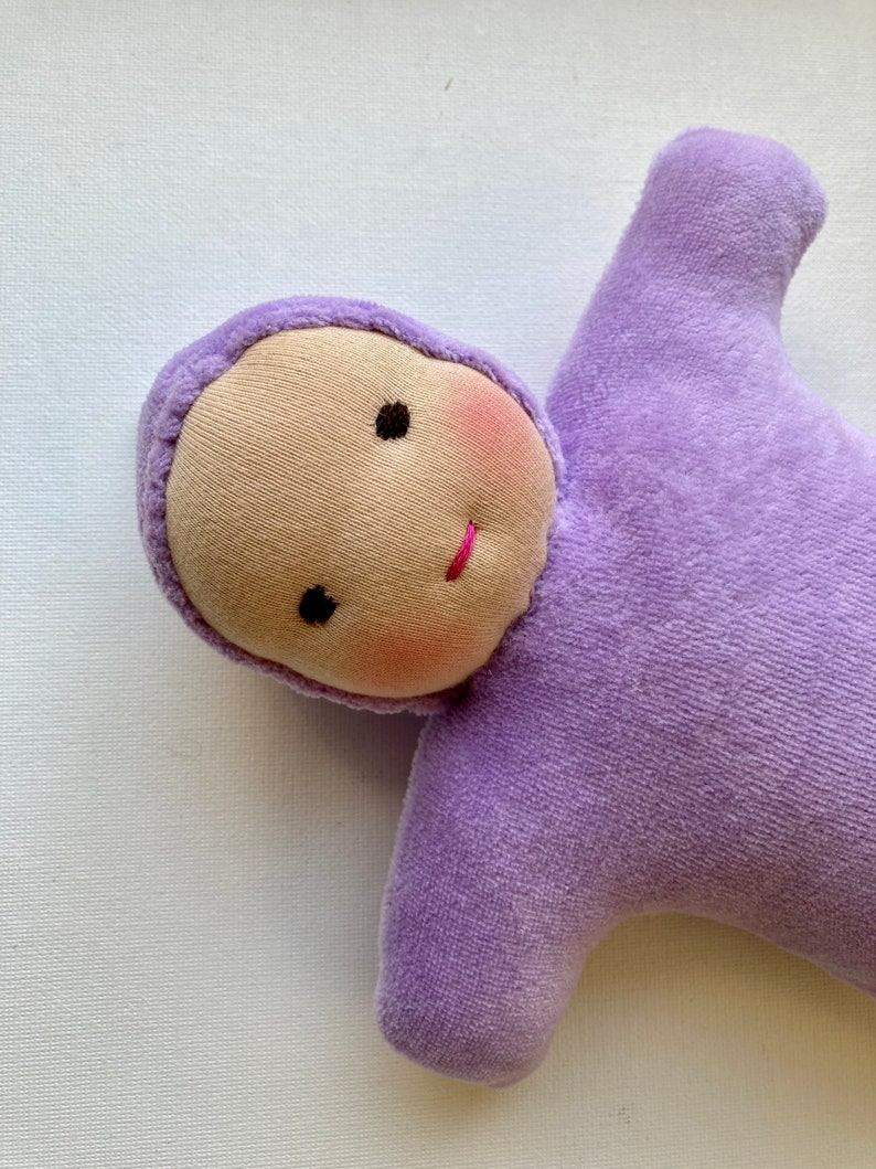 Purple Waldorf Doll 9 inch first doll toddler doll sibling gift image 4