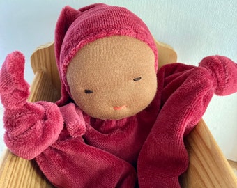 Red Blanket Doll // Waldorf Baby doll // Soft Baby Doll // Waldorf Toy // Baby Shower Gift // Nursery Decor // Natural Fiber Baby