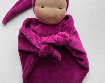 Raspberry pink blanket doll / Waldorf doll / handmade doll / newborn gift / Waldorf toy / gift for girl / biracial doll / baby shower gift