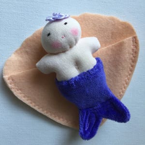 Waldorf mermaid doll, soft doll, miniature cloth doll, Waldorf toy, handmade doll image 3