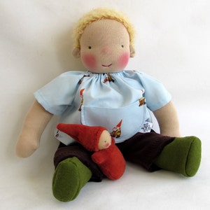 Ready to ship // handmade doll // 12 inch Waldorf doll // Steiner doll // blonde hair // with green eyes image 5