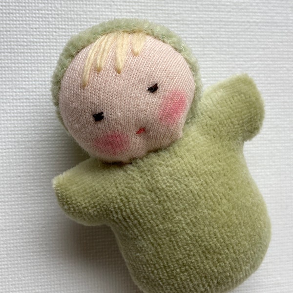 Sage Green // germandolls // Waldorf pocket doll // Small Bunting Doll // Waldorf Toy // Gift for Child // 3 year old