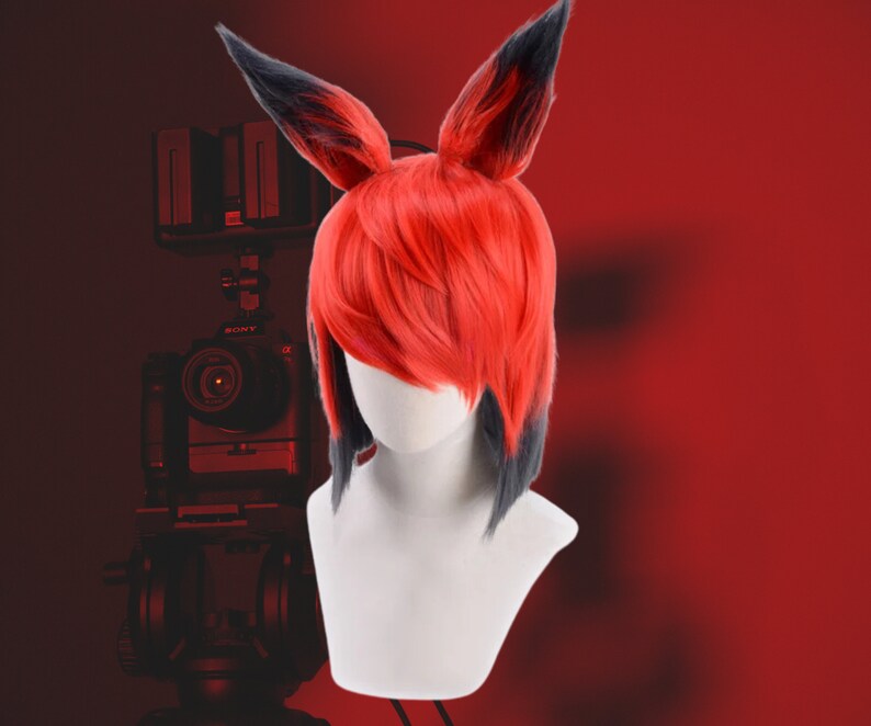Haz Hotel Anime Alastor Cosplay Wig Rose Net Synthetic Fiber Adjustable Size Halloween Christmas Gift