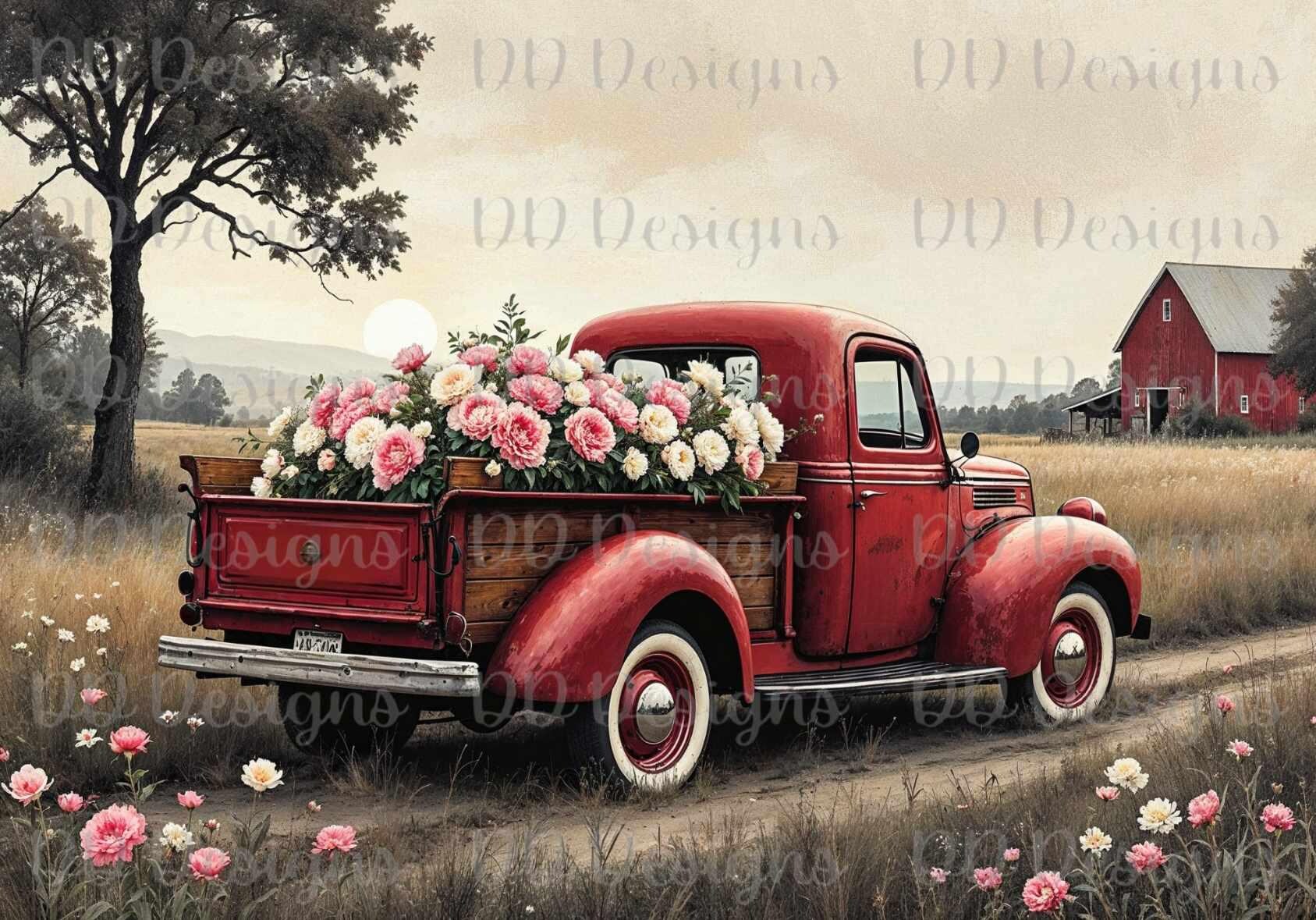 Vintage Farm Truck Rice Paper - Etsy