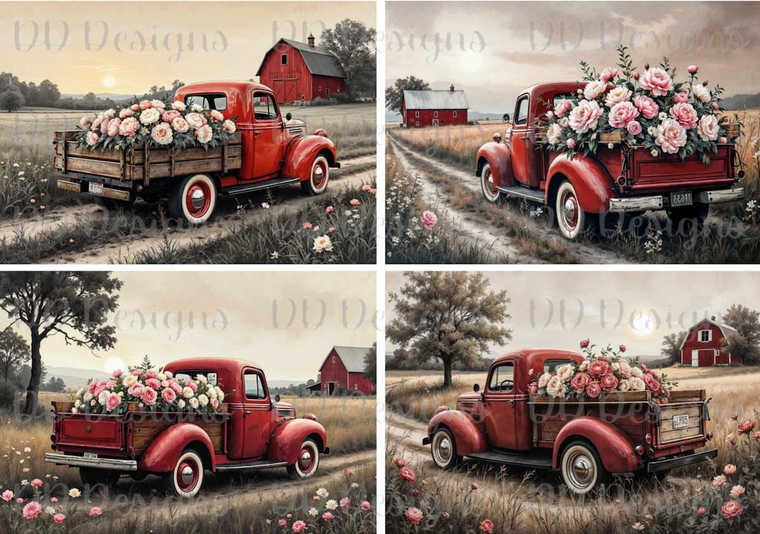 Vintage Farm Truck Rice Paper - Etsy