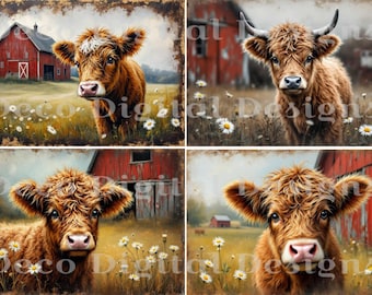 A4 Rice Paper Daisy Highland Cow