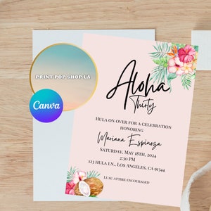 Tropical Hawaiian Theme Party Invitation