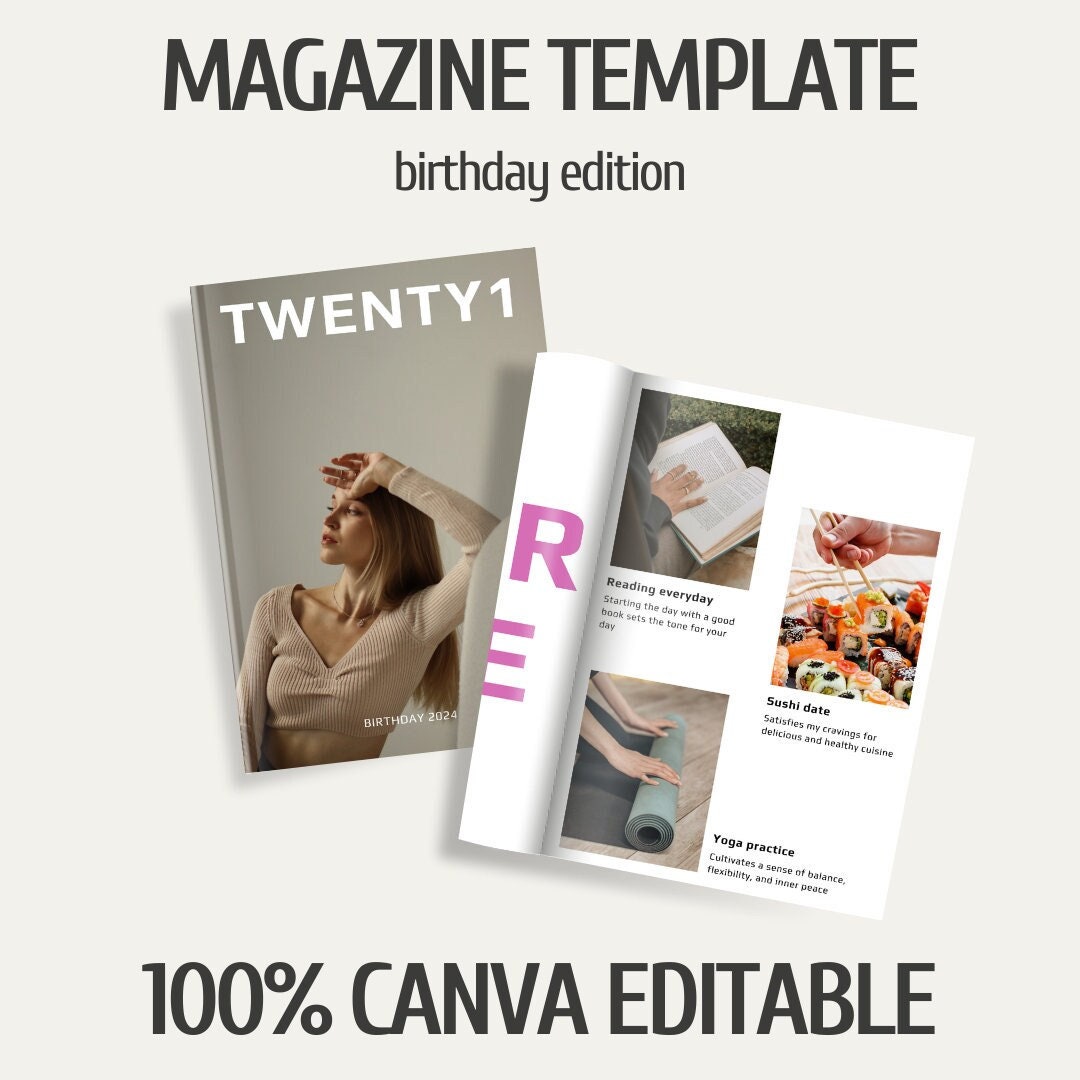 Magazine Template | Birthday Personalized Magazine | Canva Template ...