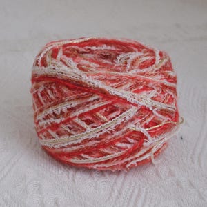 Handmade Christmas Mixed Yarn, 100g Red, White, and Gold Sparkle Yarn, Holiday Knitting & Crochet Supplies