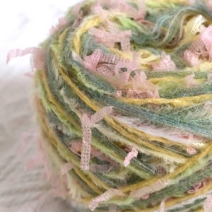 Luxury Hand-Blended Art Yarn 32m | 50g  Faux Fur, Cotton, Mohair and Butterfly Yarn. Unique Hand-Blended Textured Yarn for Creative Projects