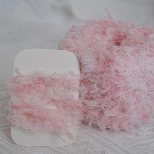 Soft Pastel Pink Fluffy Yarn – 50g / 100m – Sparkle Cotton and Butterfly Velvet for Knitting, Crochet & DIY Crafts