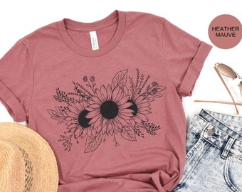 Floral Shirt, Sunflower Shirt, Floral Shirt For Women, Summer Shirt, Womens T Shirt, Cute T Shirt, Flower Shirt, Fall T Shirt, Womens Shirt