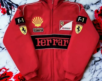 Red Ferrari Racing Jacket - F1 Racing Jacket - Formula 1 Vintage Jacket, Vintage Unisex Racing Jacket, Y2K 90s Racing Fan Gift, F1 Merch